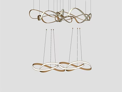 Modern Curved Loop Chandeliers With Metallic Finish For Interior Design 3d model