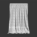 White Curtain with Light Blue Subtle Patterns for Modern Home Decor 3d model