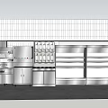 Commercial Kitchen Interior With Stainless Steel Appliances And Storage Racks