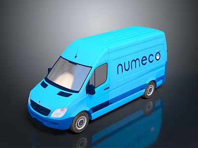 Blue Numeco Branded Modern Cargo Van With Smooth Exterior Design 3d model