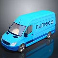 Blue Numeco Branded Modern Cargo Van With Smooth Exterior Design