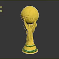 Golden Globe Shaped Trophy With Green Base And Metallic Finish Design