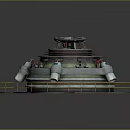 Futuristic Circular Platform Structure With Railing And Support Beams