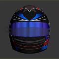 Weapon Helmet With Tactical Design Carbon Fiber Shell And Blue Red Color Accents