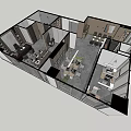 Modern Office Layout Design With Workstations Meeting Room Desks Chairs Cabinets And Green Plants