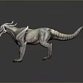 Game and Movie Character Mythical Creature With White Scaly Skin Horned Head And Sharp Claws