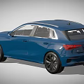 Blue Audi Hatchback Car With Modern Front Design And UK License Plate