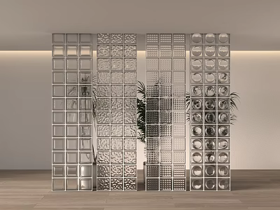 Modern Interior Partition Design With Geometric Metal Frame And Green Plants In Indoor Space 3d model