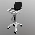 White Mobile Medical Cart With Laptop And Storage Basket On Wheels