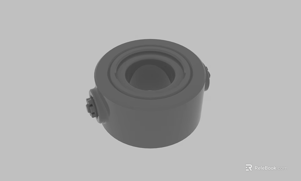 Gray Cylindrical Mechanical Part With Bolted Side Connectors For Industrial Use 3d model 