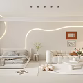 Modern Minimalist Apartment Living Room With TV Wall And Sofa