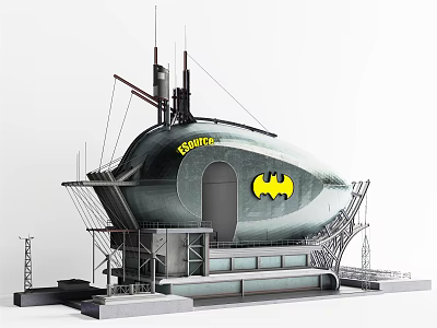 Detailed Submarine Model With Batman Logo And ESCAPE Text Design 3d model