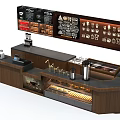 Modern Café Reception Counter With Menu Boards Coffee Machines Bread Displays And Decorations