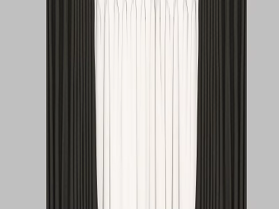 Elegant Black And White Pleated Curtains For Modern Home Window Decoration 3d model