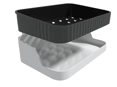 Double Layer Kitchen Dish Drainer Rack With Black Top And White Base Tray 3d model