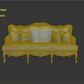 Elegant Classical Multi Person Sofa With Light Blue Upholstery Gold Carved Accents And Plush Decorative Cushions