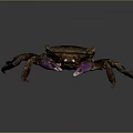 Detailed Brown Crab With Purple Claws And Legs On Dark Background