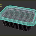 Square Black Plastic Dinnerware Set With Transparent Lid For Food Storage 3d model