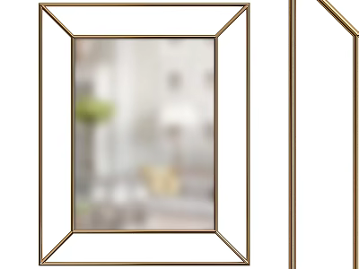 Modern Decorative Wall Mirror With Gold Metal Frame Minimalist Design For Living Room Home Decor 3d model