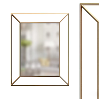 Modern Decorative Wall Mirror With Gold Metal Frame Minimalist Design For Living Room Home Decor 3d model
