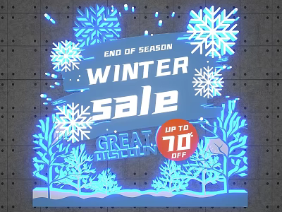 End of Season Winter Sale Featuring Great Deals Up to 70 Off and Snowflakes 3d model