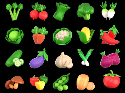 Healthy Fresh Vegetables Assortment Featuring Broccoli Carrots Tomatoes Bell Peppers And Corn 3d model