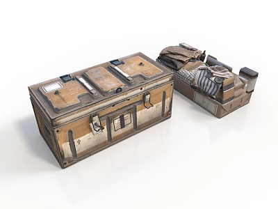 Vintage Old Fashioned Suitcases With Wear And Tear Design And Metal Hardware Storage Organizers 3d model