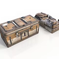 Vintage Old Fashioned Suitcases With Wear And Tear Design And Metal Hardware Storage Organizers