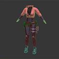 3D Character In Pink Jacket Black Top With Blue Gloves Knee Pads And Tactical Gear