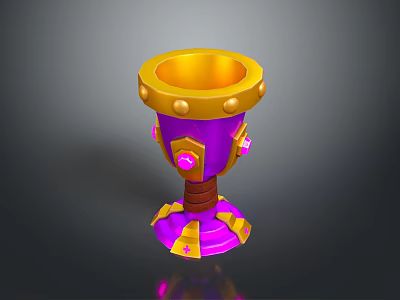 Ornate Decorative Goblet With Purple Gold Accents And Pink Gemstone Details 3d model