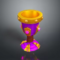 Ornate Decorative Goblet With Purple Gold Accents And Pink Gemstone Details