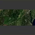 Modern Geographic Terrain 3D Model With Green Land And Blue Water Regions