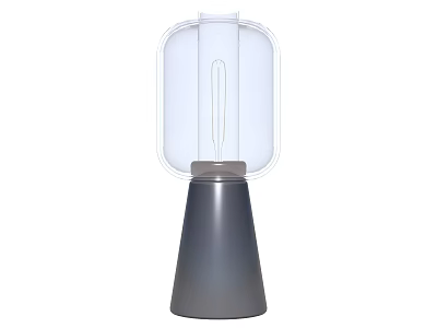 Modern Table Lamp With Transparent Square Lampshade And Gray Conical Base 3d model