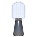 Modern Table Lamp With Transparent Square Lampshade And Gray Conical Base