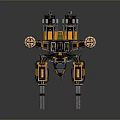 Futuristic Orange Black Armored Tank With Multiple Cannons And Sci-Fi Mechanical Details