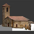 Cartoon Scene Featuring Small Church Model With Red Roof Brick Red Walls And White Base