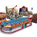 Vibrant Amusement Rides Featuring Ferris Wheel Carousel Roller Coaster And Booths