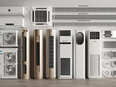 Assorted Air Conditioner And Fan Models With Sleek Modern Designs For Home Cooling 3d model