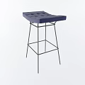 Modern Blue Velvet Tufted Bar Stool Featuring Sleek Metal Frame Design