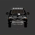 Black Off Road Truck With Roof Rack Front Bull Bar And White Stripe