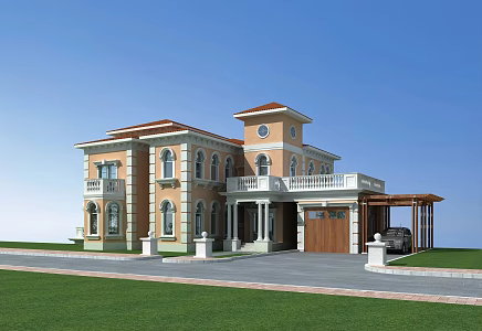European-style single-family villa Italian single-family three-story villa 3d model