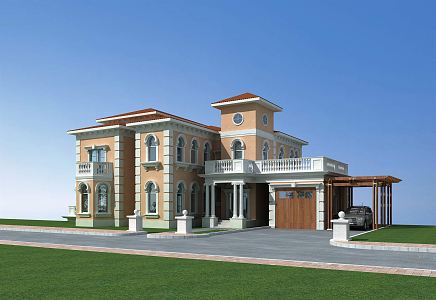 European-style single-family villa Italian single-family three-story villa 3d model