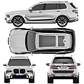 Silver BMW SUV Luxury Design With Front Rear Views Alloy Wheels And LED Lights