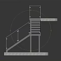 Staircase And Platform Structure With Railings Grass Base White Top And Supporting Pillars