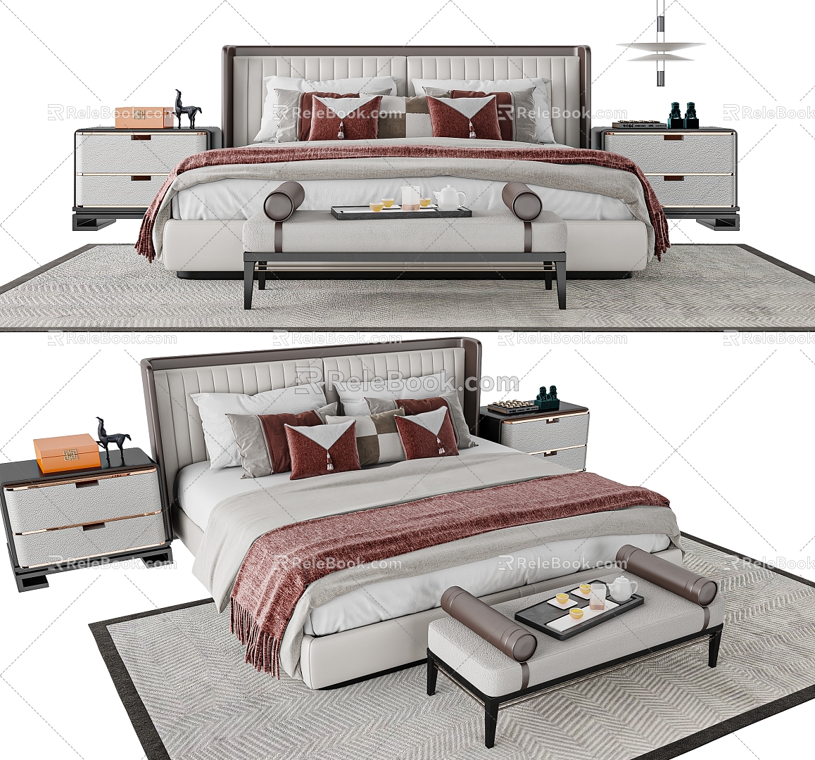 New Chinese Double Bed 3d model