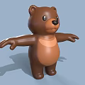 Cute Brown Cartoon Bear Figure With Open Arms 3D Model Design