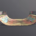Colorful Skateboard Ramp Design With Graffiti Art And Metal Frame Structure
