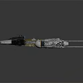 Detailed Sci Fi Spaceship Model With Yellow White Body Blue Cockpit And Wings