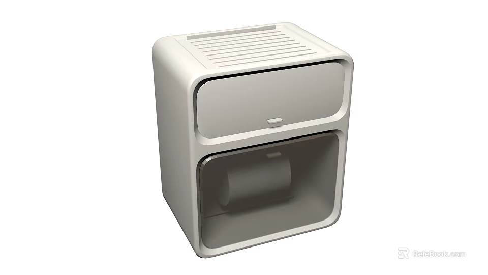 Modern White Storage Box with Drawer and Transparent Door for Home Organization 3d model 