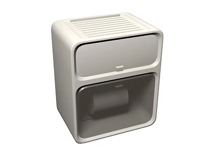 Modern White Storage Box with Drawer and Transparent Door for Home Organization 3d model